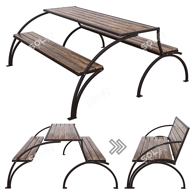 Transformer Bench with Metal Frame 3D model image 1