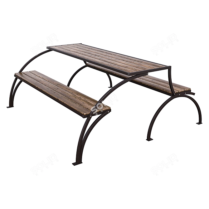 Transformer Bench with Metal Frame 3D model image 2