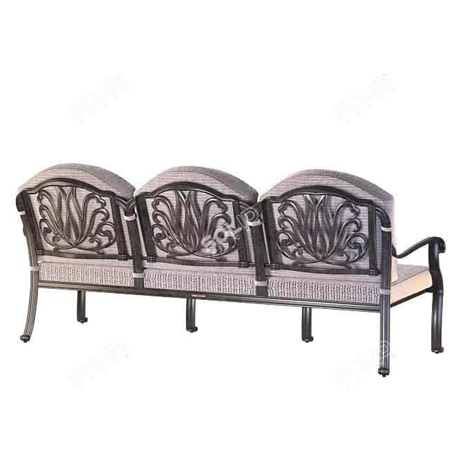 White & Black Classic Triple Sofa 3D model image 2