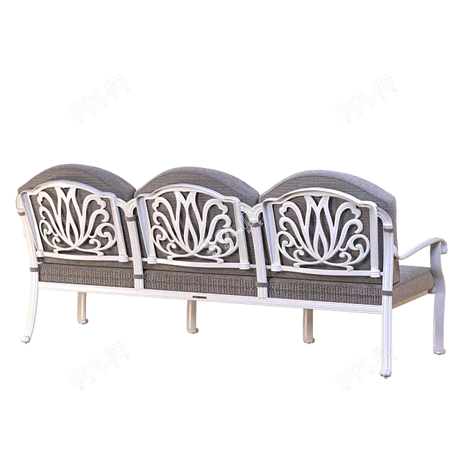 White & Black Classic Triple Sofa 3D model image 3