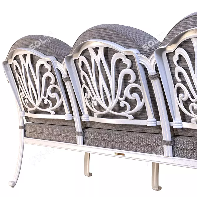 White & Black Classic Triple Sofa 3D model image 4