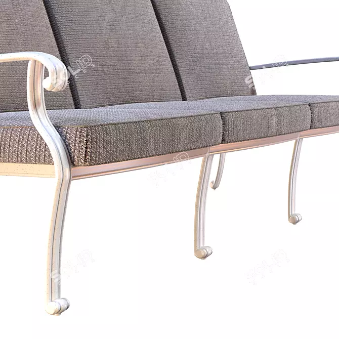 White & Black Classic Triple Sofa 3D model image 5