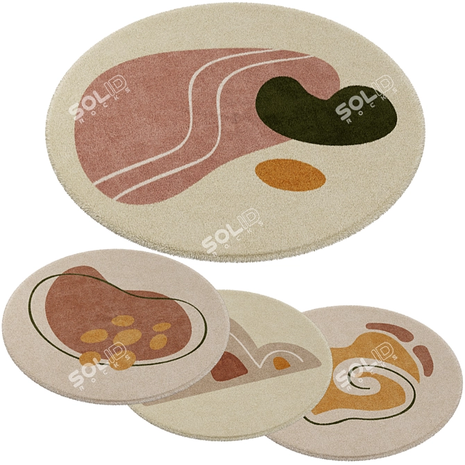 Fun Kids' Rug Set: Round 3D model image 1