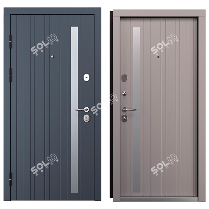 Premium Brush Metal Entry Door 3D model image 3