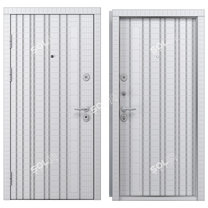 Premium Brush Metal Entry Door 3D model image 4