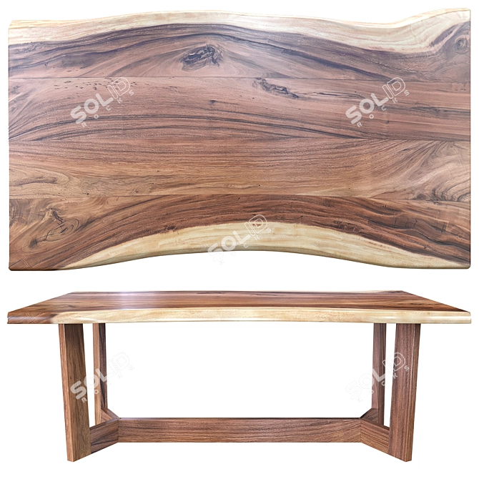 Wood Slab Table Texture Kit 3D model image 1