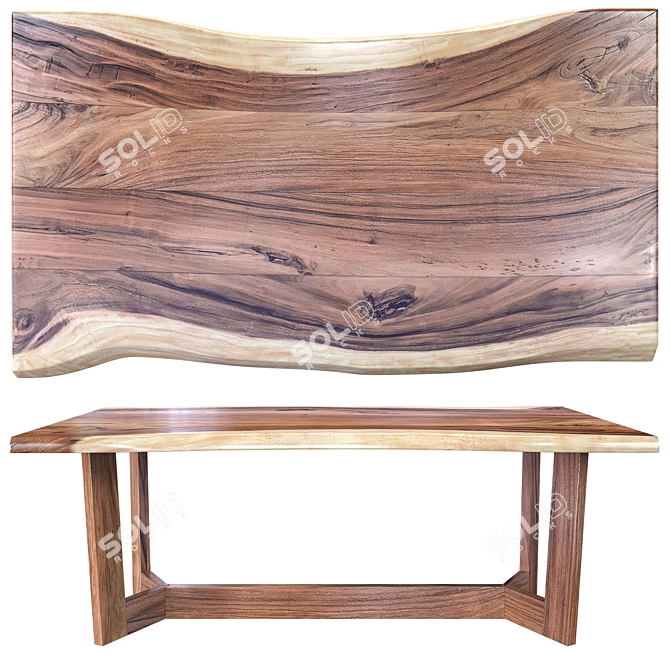 Wood Slab Table Texture Kit 3D model image 4