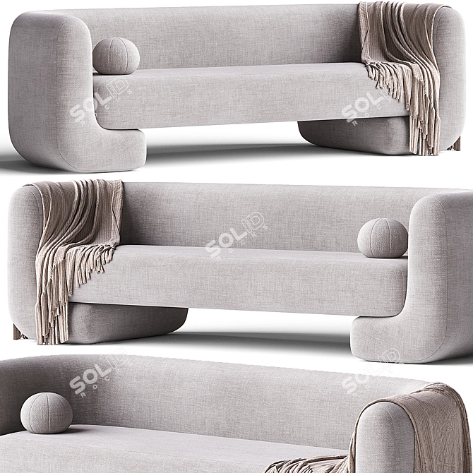 Moma Fabric Sofa 88" Grey 3D model image 1