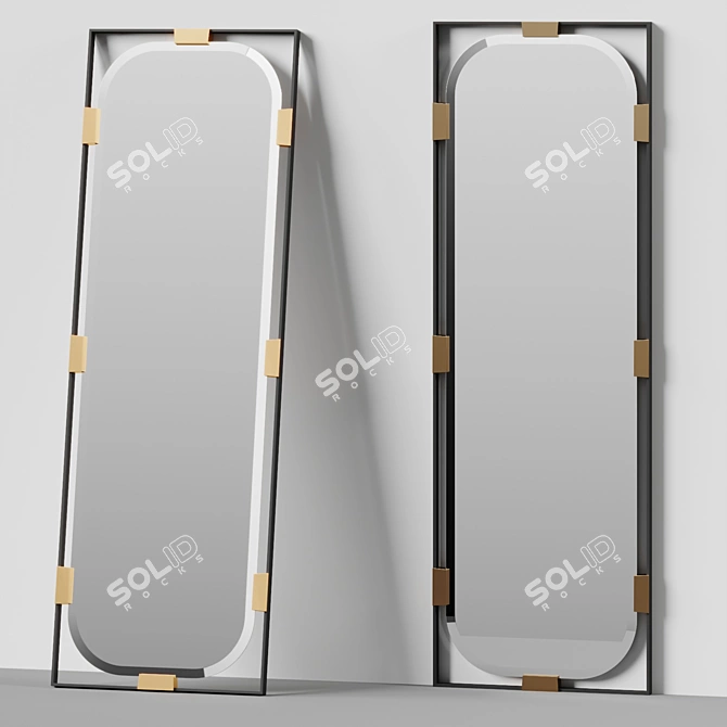 Sleek Modern Floor Mirror 3D model image 2