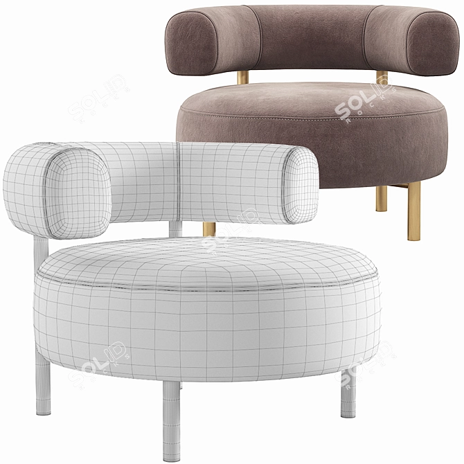 Elegant Thompson Chair Velvet Options 3D model image 6