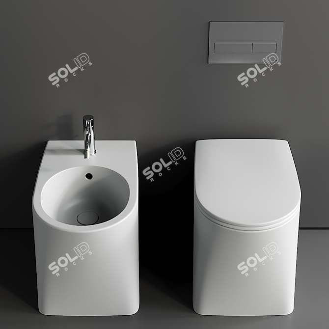 Modern DP Ceramic Toilet Bidet 3D model image 2