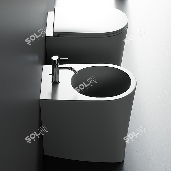 Modern DP Ceramic Toilet Bidet 3D model image 4