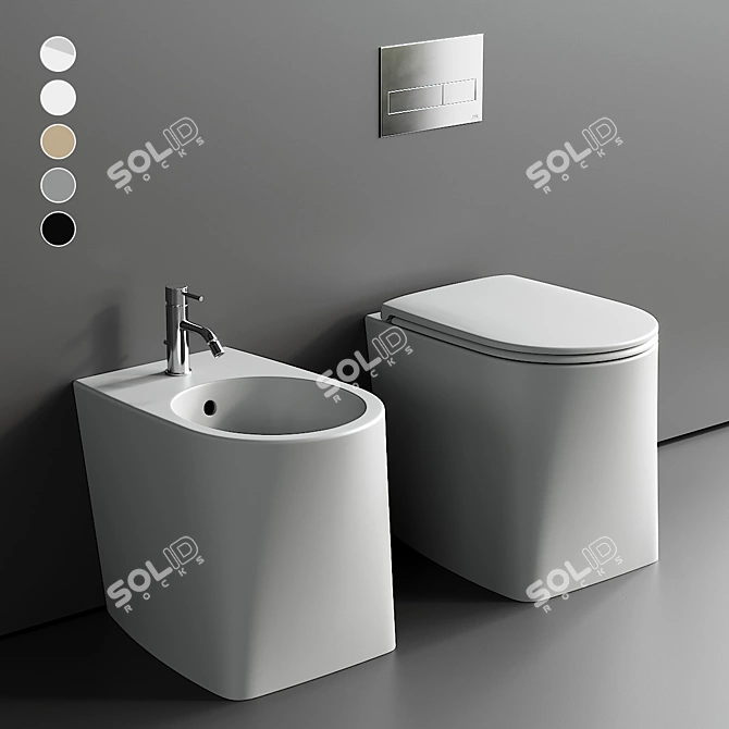 Modern DP Ceramic Toilet Bidet 3D model image 6