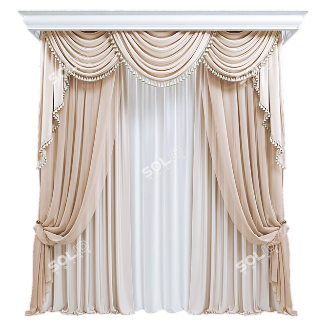 Decorative Window Curtains Set 3D model image 1