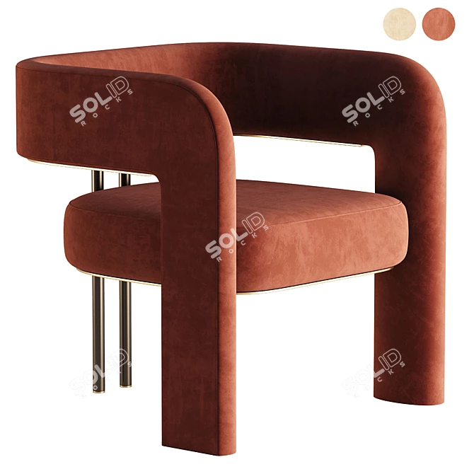 Luxury Velvet Armchair, 2017 Design 3D model image 1