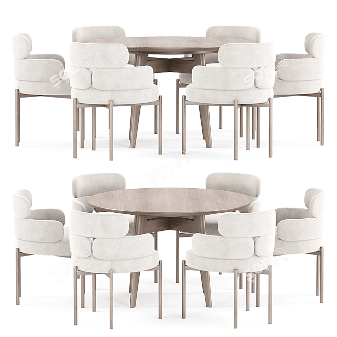 Modern Dining Set Ensemble Synergy 3D model image 3