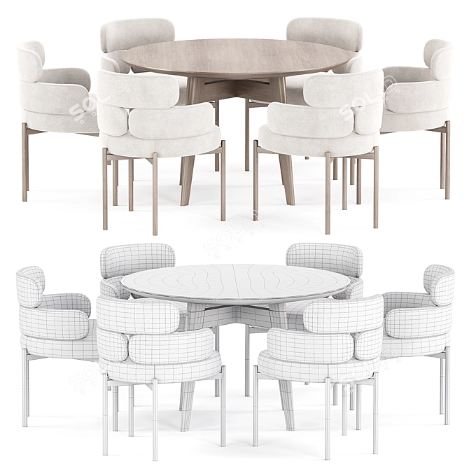 Modern Dining Set Ensemble Synergy 3D model image 4