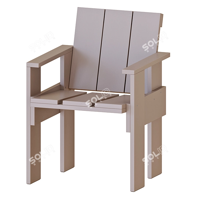 Modern Dining Set with Crate Chairs 3D model image 4