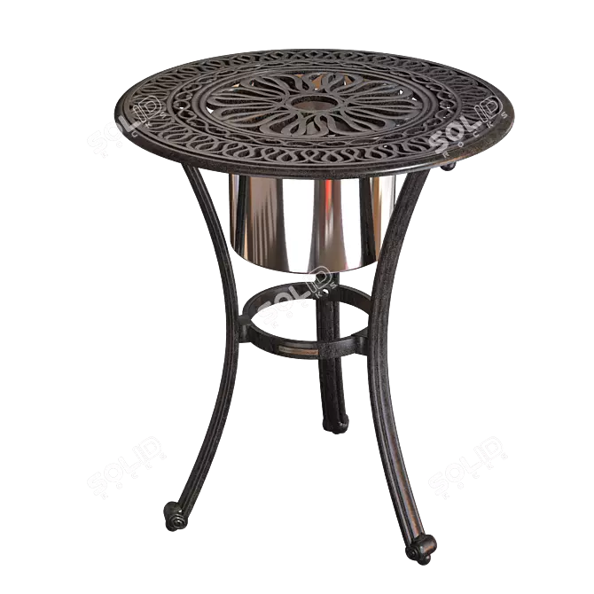 Classic Aluminum Side Table with Ice Bucket 3D model image 1