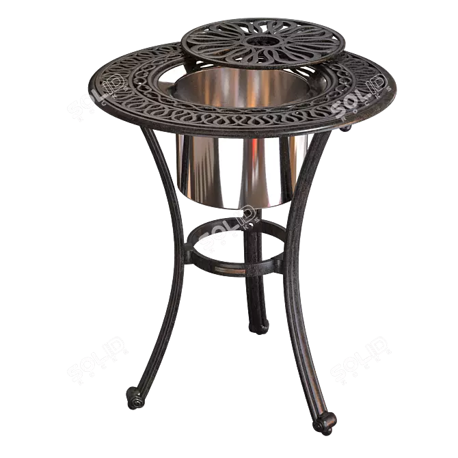 Classic Aluminum Side Table with Ice Bucket 3D model image 2