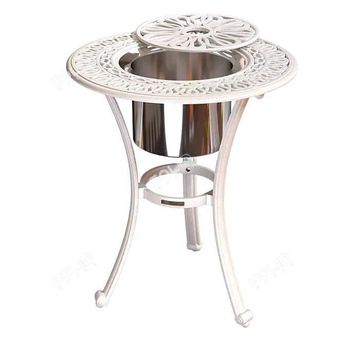 Classic Aluminum Side Table with Ice Bucket 3D model image 3