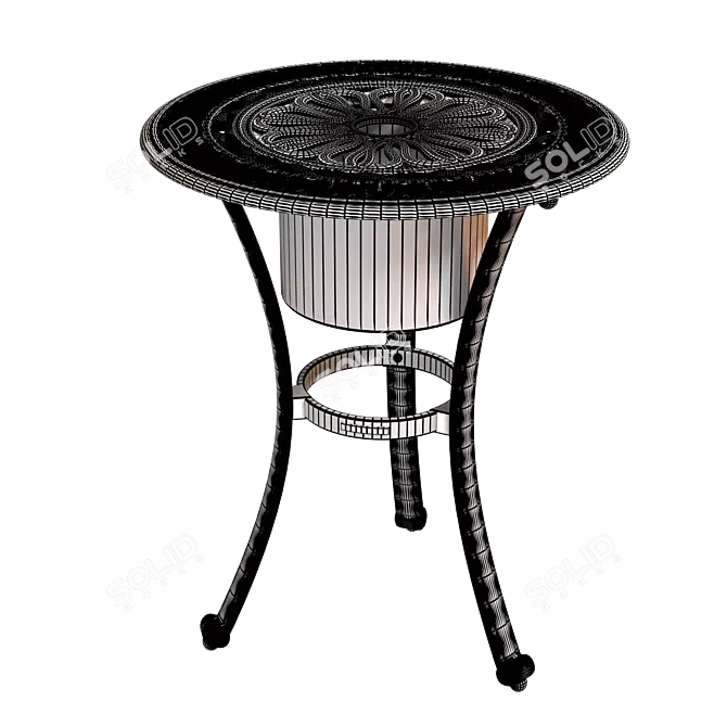 Classic Aluminum Side Table with Ice Bucket 3D model image 7