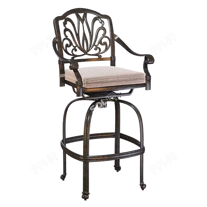 Classic Bar Stool with Cushion 3D model image 1