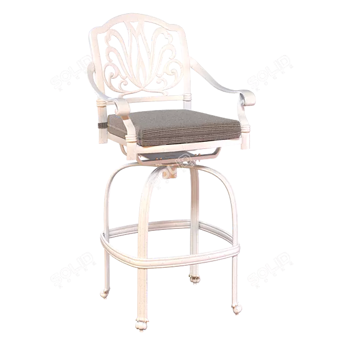 Classic Bar Stool with Cushion 3D model image 2