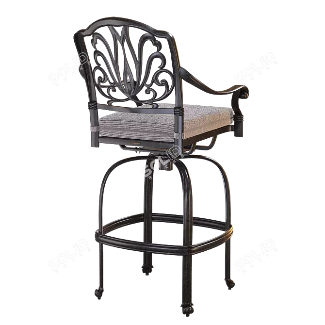 Classic Bar Stool with Cushion 3D model image 3