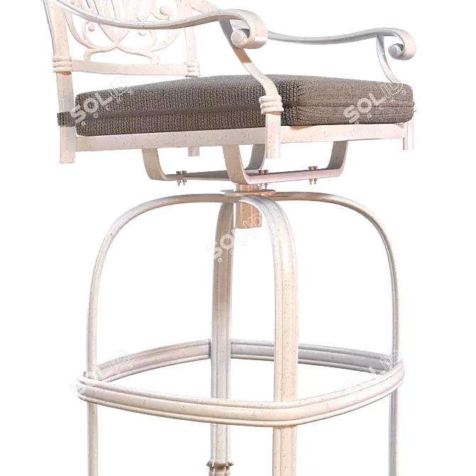 Classic Bar Stool with Cushion 3D model image 4