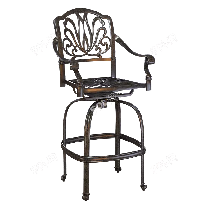 Classic Bar Stool with Cushion 3D model image 5