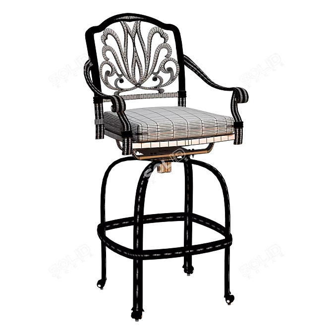Classic Bar Stool with Cushion 3D model image 7