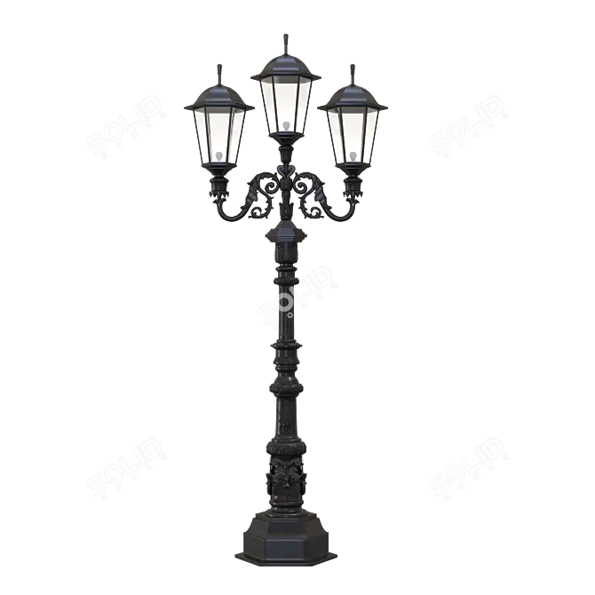 Three-Horn Park Lamp 3D model image 1