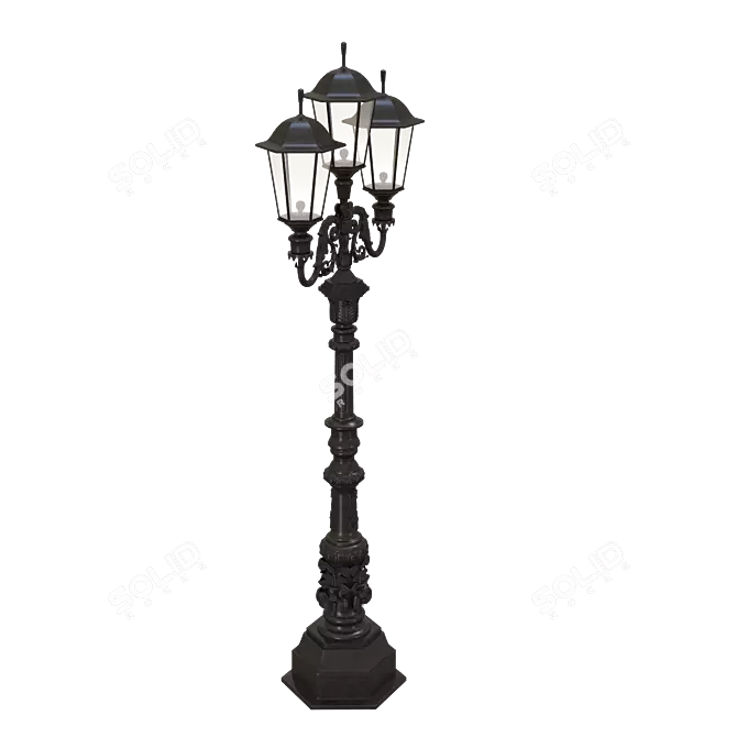 Three-Horn Park Lamp 3D model image 2