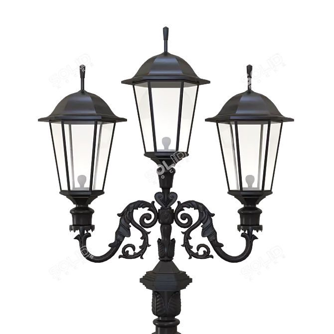 Three-Horn Park Lamp 3D model image 3