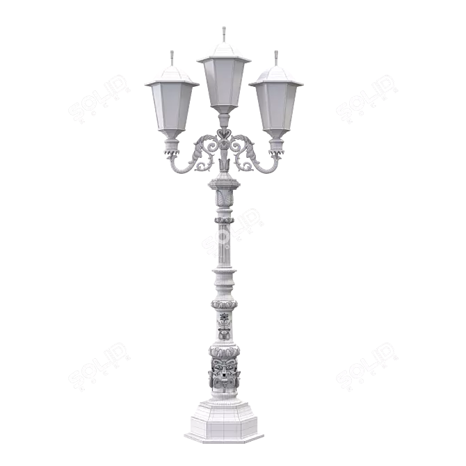 Three-Horn Park Lamp 3D model image 5