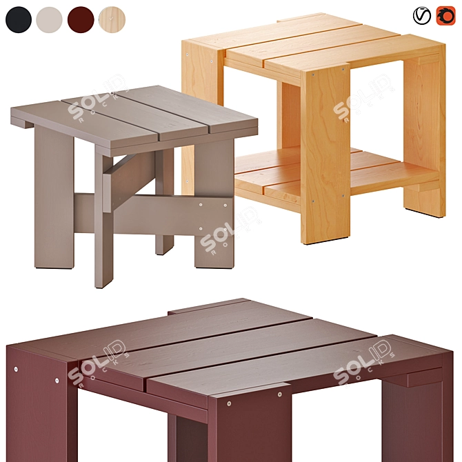 Modern Crate Style Side Tables 3D model image 1