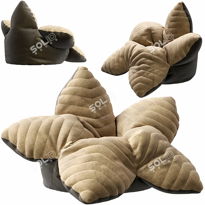 Customizable Velvet Flower Beanbag 3D model image 2
