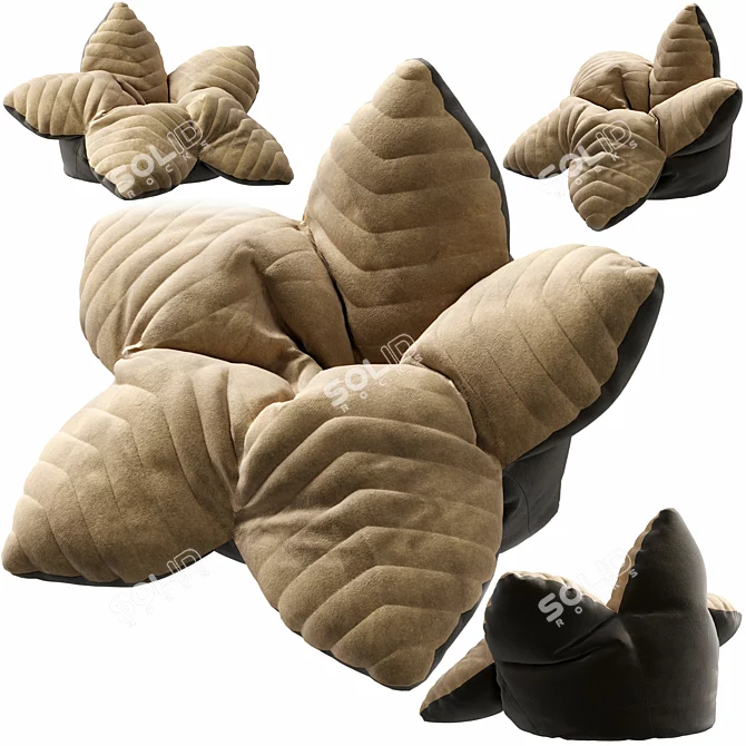 Customizable Velvet Flower Beanbag 3D model image 3