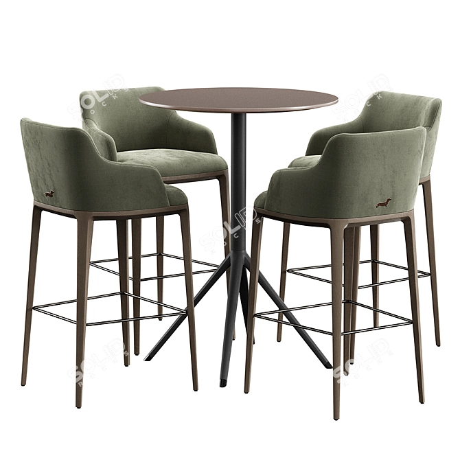 Modern Bar Stool and Table 3D model image 1