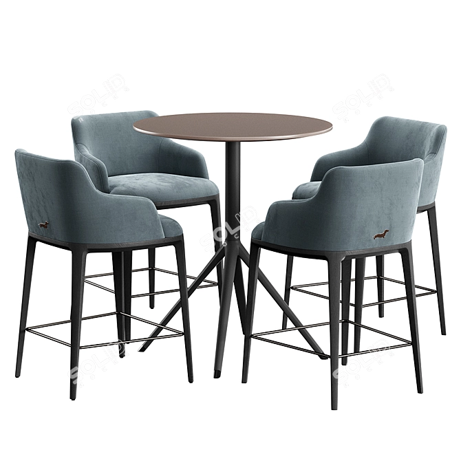 Modern Bar Stool and Table 3D model image 2