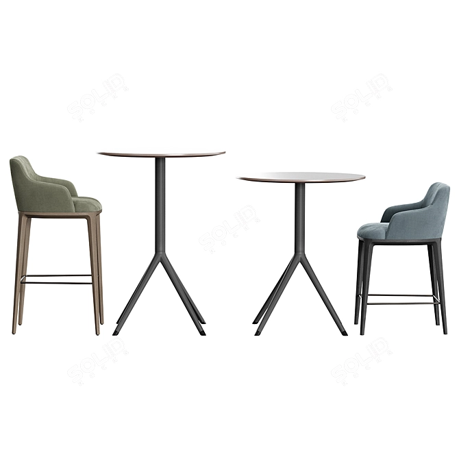 Modern Bar Stool and Table 3D model image 3