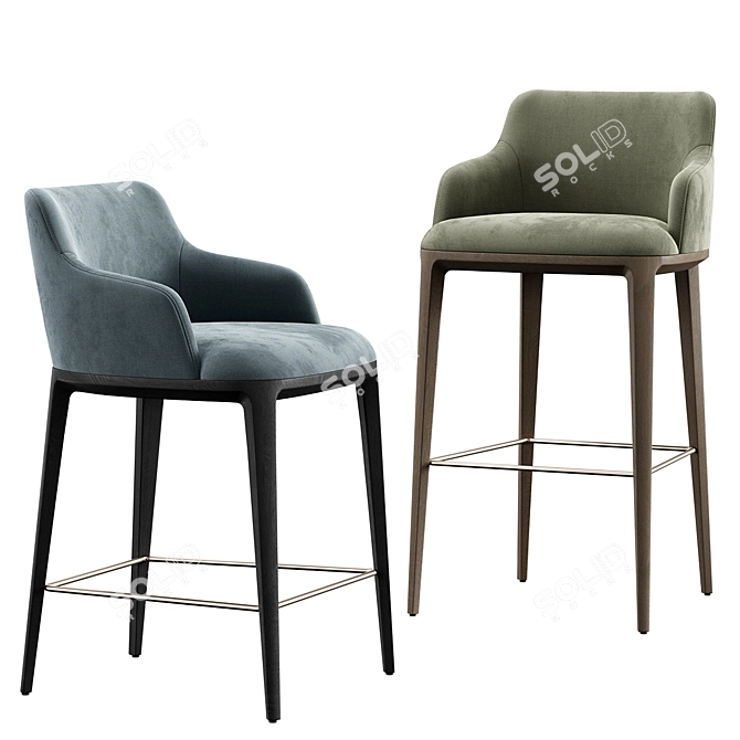 Modern Bar Stool and Table 3D model image 4