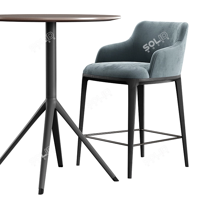 Modern Bar Stool and Table 3D model image 5