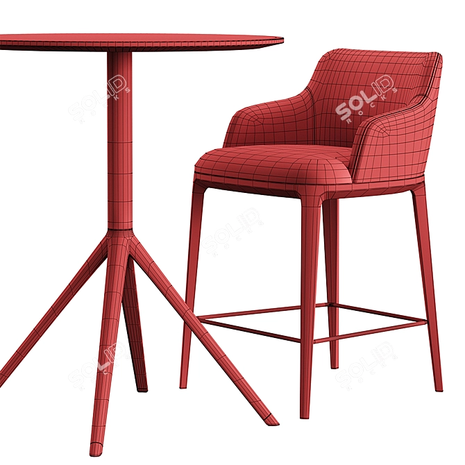 Modern Bar Stool and Table 3D model image 6