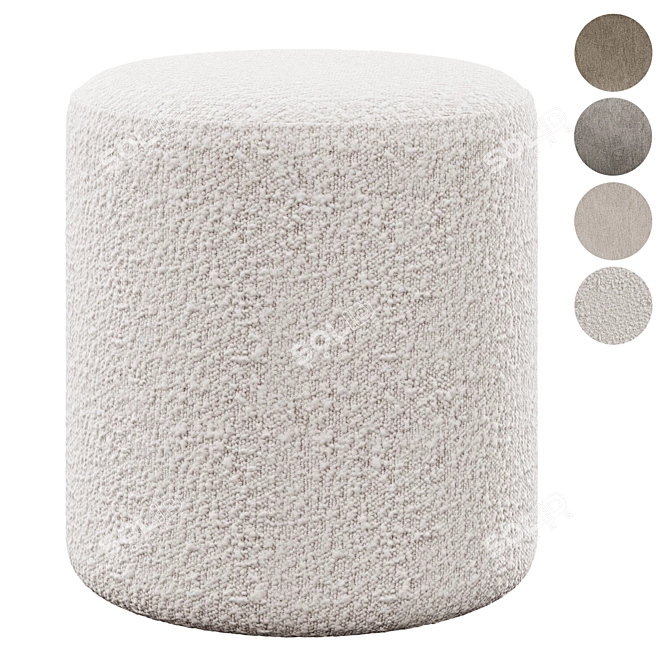 Cilo Ivory Boucle Ottoman 3D model image 1