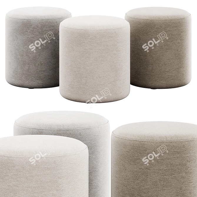 Cilo Ivory Boucle Ottoman 3D model image 2