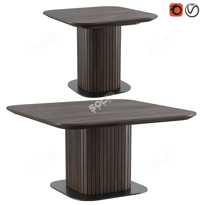 Modern Oak Coffee Tables Set 3D model image 1