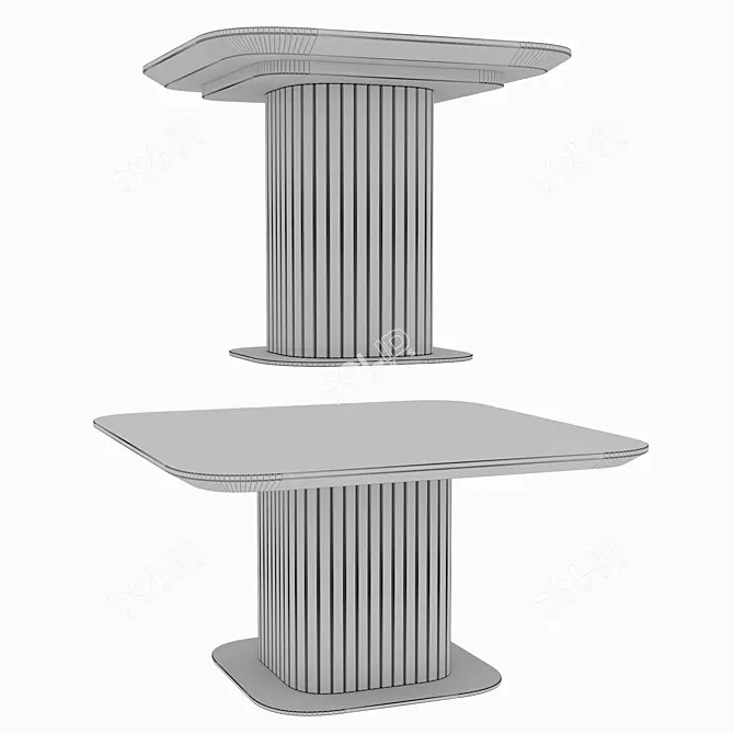 Modern Oak Coffee Tables Set 3D model image 7