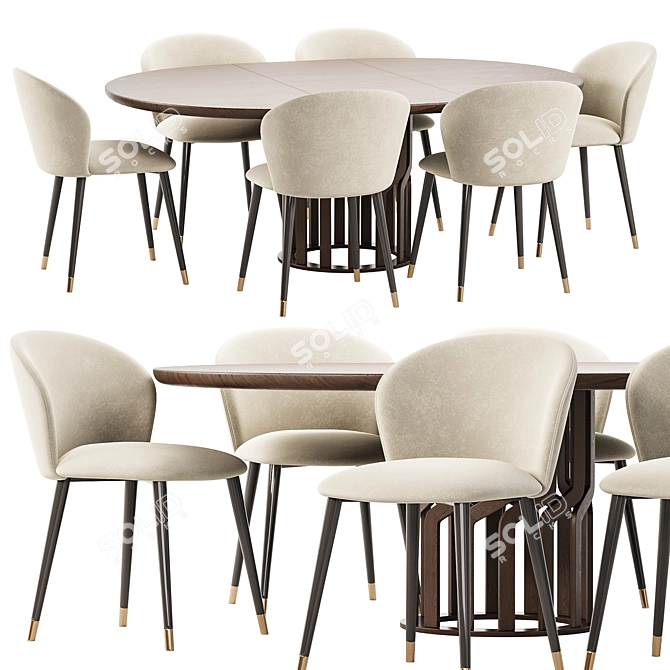 Sleek Dining Set: Elegantly Styled 3D model image 1